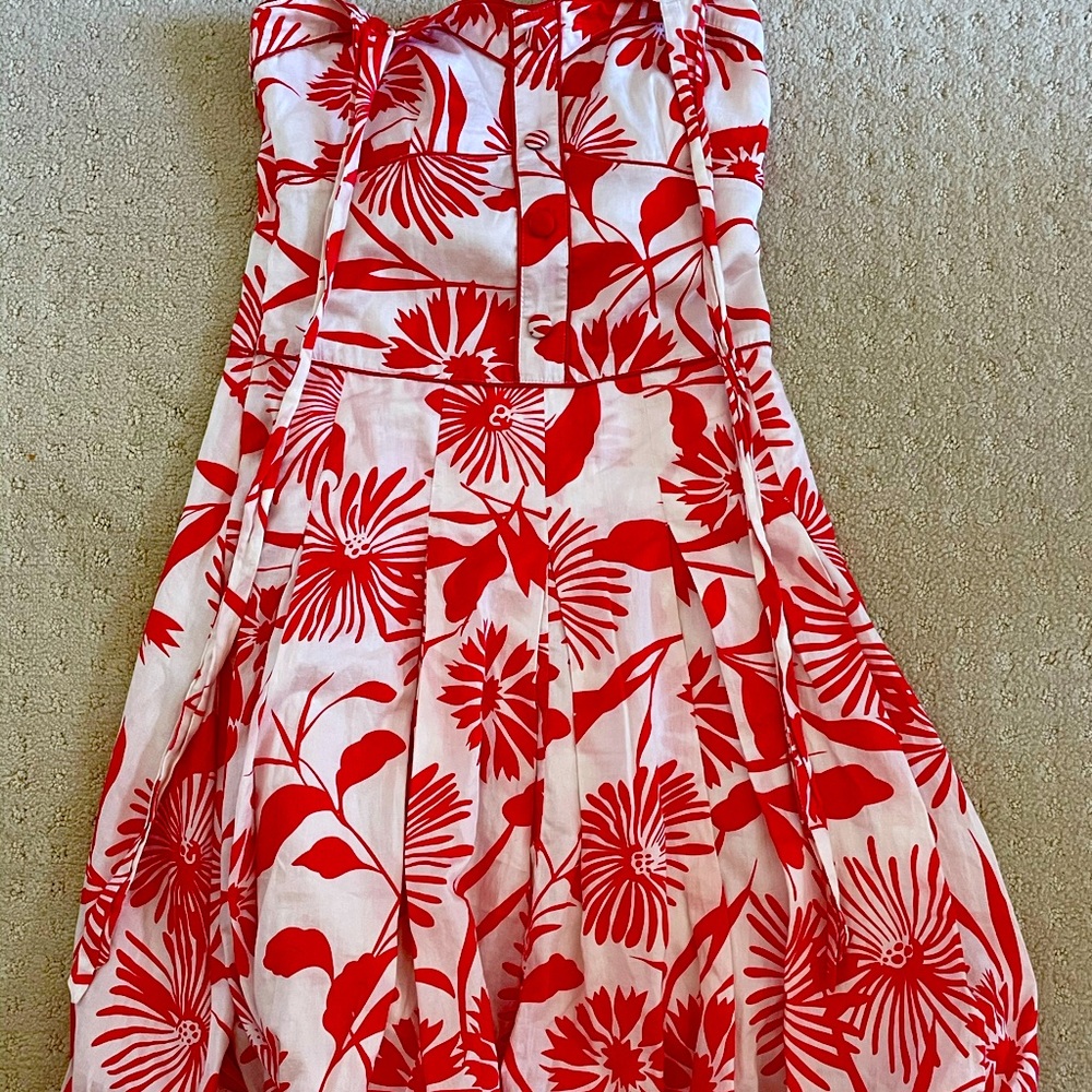 Vintage red hibiscus halter neck midi dress